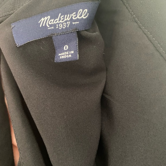 Madewell Black 100% Silk Sequin Yoke Short Sleeve Shift Mini Dress 0/XS - Picture 9 of 9